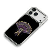 Purple jeweled vintage fan with bow iPhone 17 Pro Max Electroplated Silver Case2