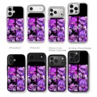 Purple JJK anime character stickers Chris Brown Phone Case Black Electroplated Silver For Iphone 11 To 17