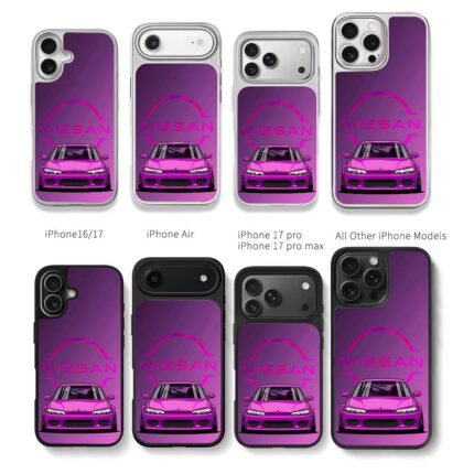 Purple Nissan JDM cartoon car Chris Brown Phone Case Black Electroplated Silver For Iphone 11 To 17