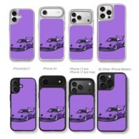 Purple RWB Porsche 911 widebody art Chris Brown Phone Case Black Electroplated Silver For Iphone 11 To 17