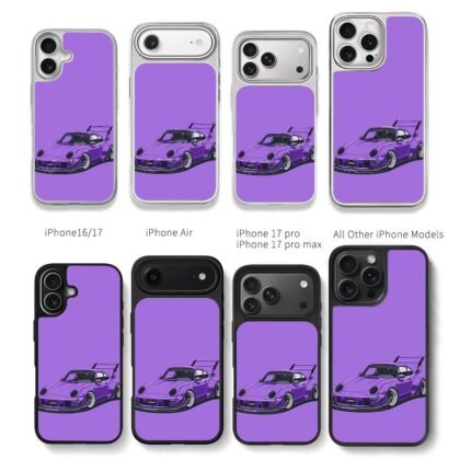 Purple RWB Porsche 911 widebody art Chris Brown Phone Case Black Electroplated Silver For Iphone 11 To 17