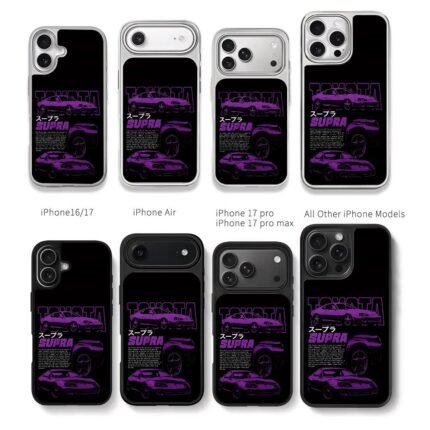 Purple Toyota Supra JDM car graphic Chris Brown Phone Case Black Electroplated Silver For Iphone 11 To 17