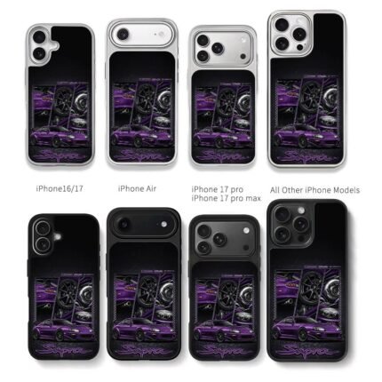 Purple Toyota Supra JDM tuning art Chris Brown Phone Case Black Electroplated Silver For Iphone 11 To 17