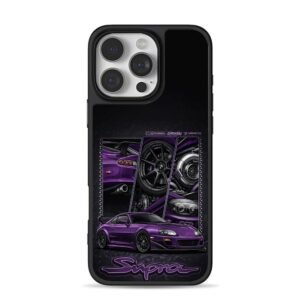 Purple Toyota Supra JDM tuning art iPhone 16 Pro Max Black Case