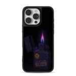 Purple zippo flame smiley use care iPhone 16 Pro Max Black Case