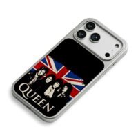 Queen band members on UK union jack iPhone 17 Pro Max Electroplated Silver Case2