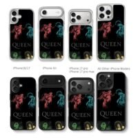 Queen band members stage art Chris Brown Phone Case Black Electroplated Silver For Iphone 11 To 17