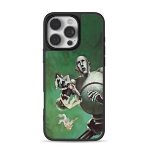 Queen News robot falling people art iPhone 16 Pro Max Black Case