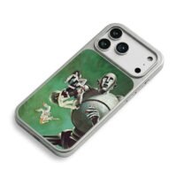 Queen News robot falling people art iPhone 17 Pro Max Electroplated Silver Case2
