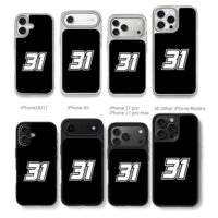 Racing 31 white graphic on black Chris Brown Phone Case Black Electroplated Silver For Iphone 11 To 17