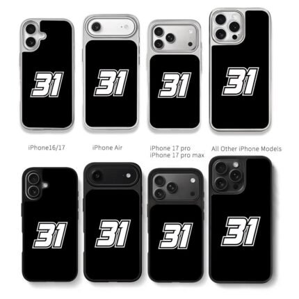 Racing 31 white graphic on black Chris Brown Phone Case Black Electroplated Silver For Iphone 11 To 17