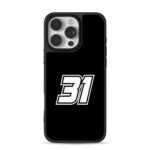 Racing 31 white graphic on black iPhone 16 Pro Max Black Case