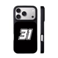 Racing 31 white graphic on black iPhone 17 Pro Max Black Case