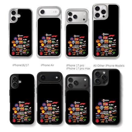 Racing brand logo sticker collage Chris Brown Phone Case Black Electroplated Silver For Iphone 11 To 17