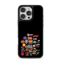 Racing brand logo sticker collage iPhone 16 Pro Max Black Case