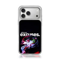 Racing helmet Monster Energy effort iPhone 17 Pro Max Electroplated Silver Case1
