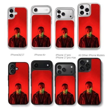 Rapper code mouth red background Chris Brown Phone Case Black Electroplated Silver For Iphone 11 To 17