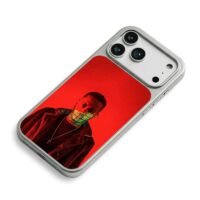 Rapper code mouth red background iPhone 17 Pro Max Electroplated Silver Case2