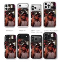 Rapper Oroch MC music collage Chris Brown Phone Case Black Electroplated Silver For Iphone 11 To 17