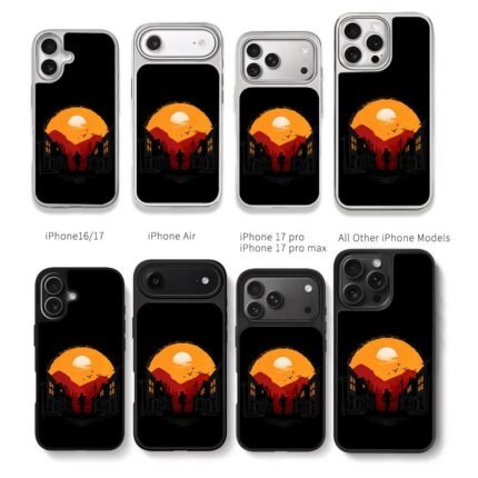 RDR2 Cowboy Sunset Town Art Chris Brown Phone Case Black Electroplated Silver For Iphone 11 To 17