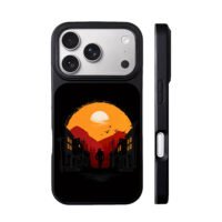 RDR2 Cowboy Sunset Town Art iPhone 17 Pro Max Black Case