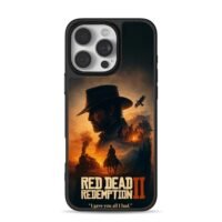 RDR2 cowboy sunset train camp art iPhone 16 Pro Max Black Case