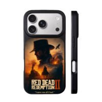 RDR2 cowboy sunset train camp art iPhone 17 Pro Max Black Case