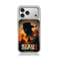 RDR2 cowboy sunset train camp art iPhone 17 Pro Max Electroplated Silver Case1