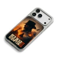 RDR2 cowboy sunset train camp art iPhone 17 Pro Max Electroplated Silver Case2
