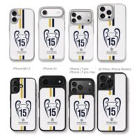 Real Madrid 2024 UCL 15th trophy Chris Brown Phone Case Black Electroplated Silver For Iphone 11 To 17
