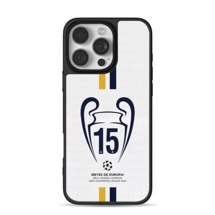 Real Madrid 2024 UCL 15th trophy iPhone 16 Pro Max Black Case
