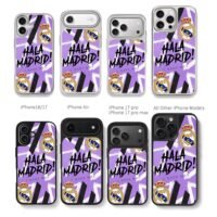 Real Madrid Hala Madrid purple art Chris Brown Phone Case Black Electroplated Silver For Iphone 11 To 17