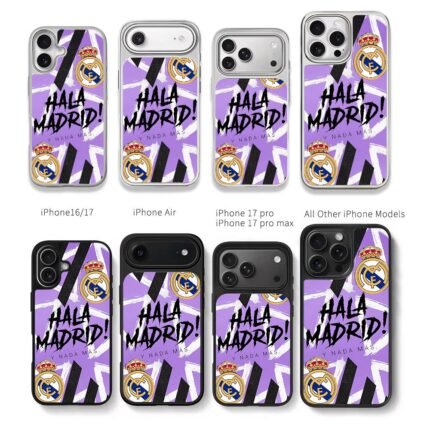 Real Madrid Hala Madrid purple art Chris Brown Phone Case Black Electroplated Silver For Iphone 11 To 17