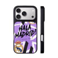 Real Madrid Hala Madrid purple art iPhone 17 Pro Max Black Case