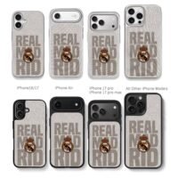 Real Madrid stacked text with logo Chris Brown Phone Case Black Electroplated Silver For Iphone 11 To 17