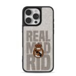Real Madrid stacked text with logo iPhone 16 Pro Max Black Case