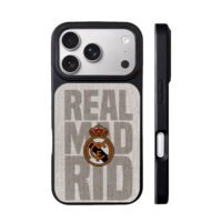 Real Madrid stacked text with logo iPhone 17 Pro Max Black Case