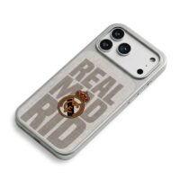Real Madrid stacked text with logo iPhone 17 Pro Max Electroplated Silver Case2