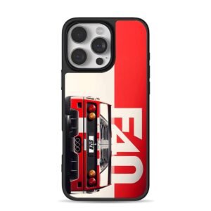 Rear red Ferrari F40 with SIZO text iPhone 16 Pro Max Black Case