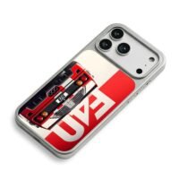 Rear red Ferrari F40 with SIZO text iPhone 17 Pro Max Electroplated Silver Case2