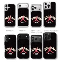 Red Air Jordan jumpman logo black Chris Brown Phone Case Black Electroplated Silver For Iphone 11 To 17