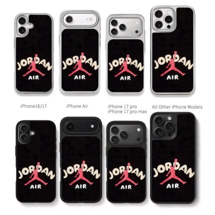 Red Air Jordan jumpman logo black Chris Brown Phone Case Black Electroplated Silver For Iphone 11 To 17