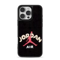 Red Air Jordan jumpman logo black iPhone 16 Pro Max Black Case