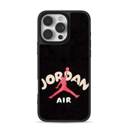Red Air Jordan jumpman logo black iPhone 16 Pro Max Black Case