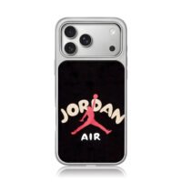 Red Air Jordan jumpman logo black iPhone 17 Pro Max Electroplated Silver Case1