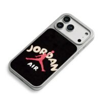 Red Air Jordan jumpman logo black iPhone 17 Pro Max Electroplated Silver Case2