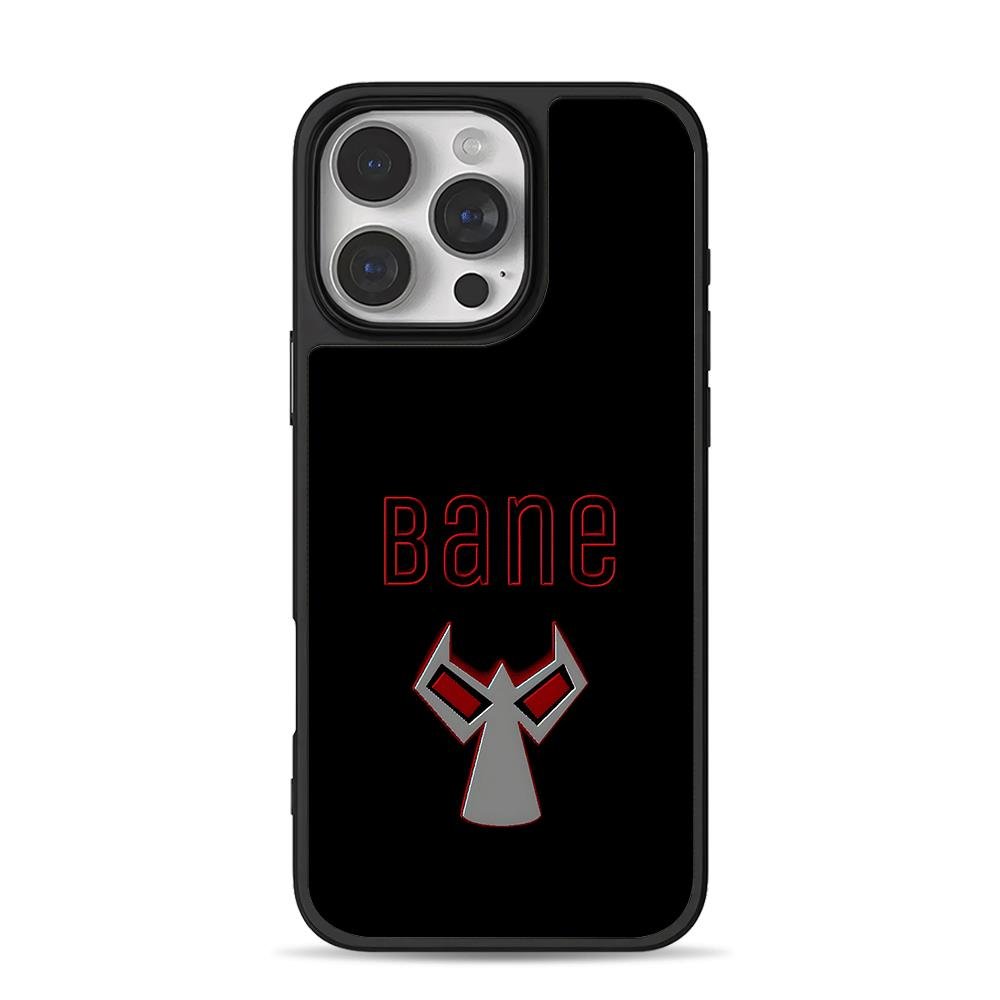 Red Bane text and mask logo black iPhone 16 Pro Max Black Case Red Bane text and mask logo black iPhone 16 Pro Max Black Case