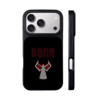 Red Bane text and mask logo black iPhone 17 Pro Max Black Case