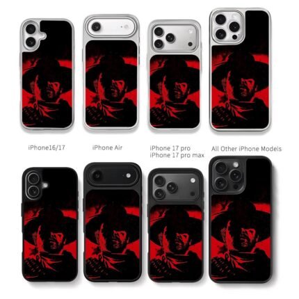 Red black cowboy silhouette RDR art Chris Brown Phone Case Black Electroplated Silver For Iphone 11 To 17