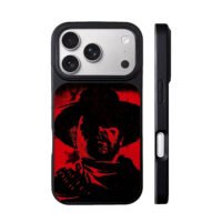 Red black cowboy silhouette RDR art iPhone 17 Pro Max Black Case